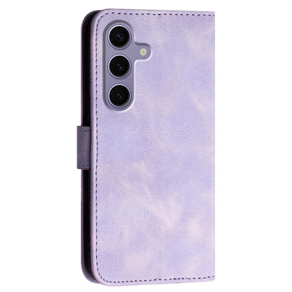 For Samsung Galaxy S25 5G YX0080 Grid Butterfly Embossed Pattern Flip Leather Phone Case with Lanyard(Light Purple) - Galaxy S25 5G Cases by buy2fix | Online Shopping UK | buy2fix