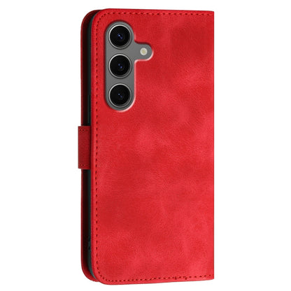 For Samsung Galaxy S25+ 5G YX0080 Grid Butterfly Embossed Pattern Flip Leather Phone Case with Lanyard(Red) - Galaxy S25+ 5G Cases by buy2fix | Online Shopping UK | buy2fix