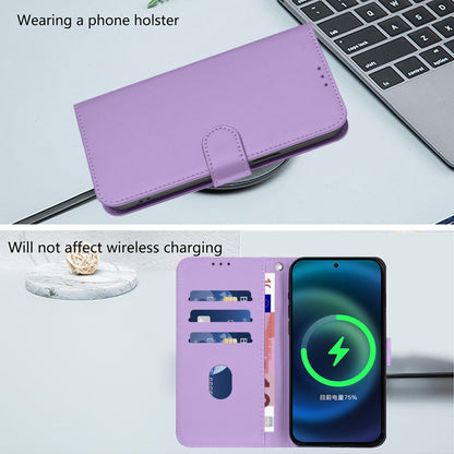 For OnePlus 11 Skin Feel Solid Color Leather Phone Case with Lanyard(Lavender Purple) - OnePlus Cases by buy2fix | Online Shopping UK | buy2fix