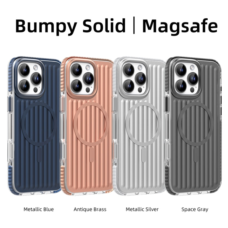 For iPhone 16 Pro Mutural Corrugated Texture Magsafe Magnetic Shockproof Phone Case(Dark Grey) - iPhone 16 Pro Cases by Mutural | Online Shopping UK | buy2fix