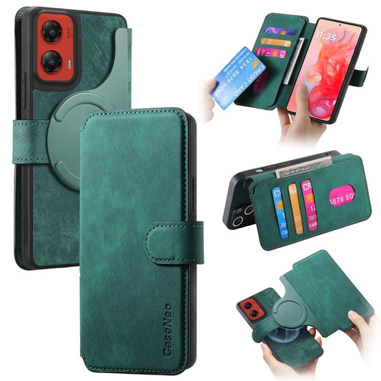 For Motorola Moto G Stylus 5G 2024 CaseNeo MagSafe RFID Anti-theft Retro Leather Phone Case(Green) - Motorola Cases by CaseNeo | Online Shopping UK | buy2fix