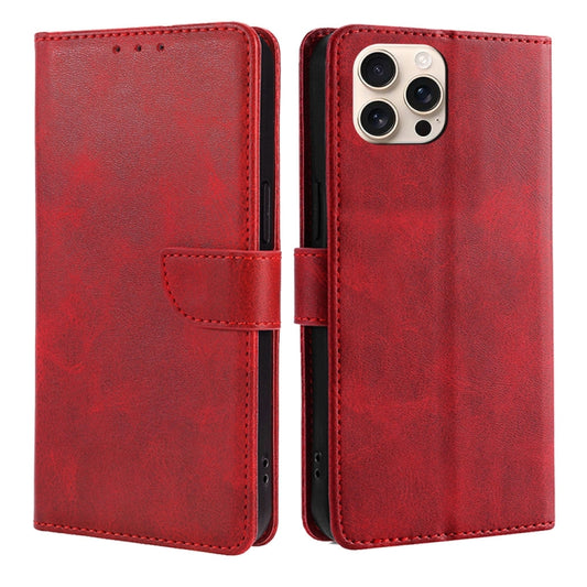 For iPhone 16 Pro Max Calf Texture Buckle Flip Leather Phone Case(Red) - iPhone 16 Pro Max Cases by buy2fix | Online Shopping UK | buy2fix