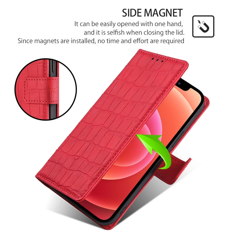 For iPhone 16 Plus Skin Feel Crocodile Magnetic Clasp Leather Phone Case(Red) - iPhone 16 Plus Cases by buy2fix | Online Shopping UK | buy2fix