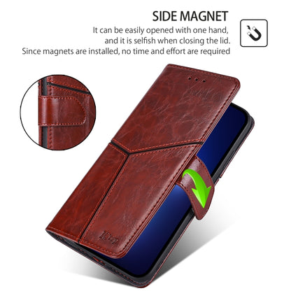 For iPhone 16 Pro Geometric Stitching Leather Phone Case(Dark Brown) - iPhone 16 Pro Cases by buy2fix | Online Shopping UK | buy2fix