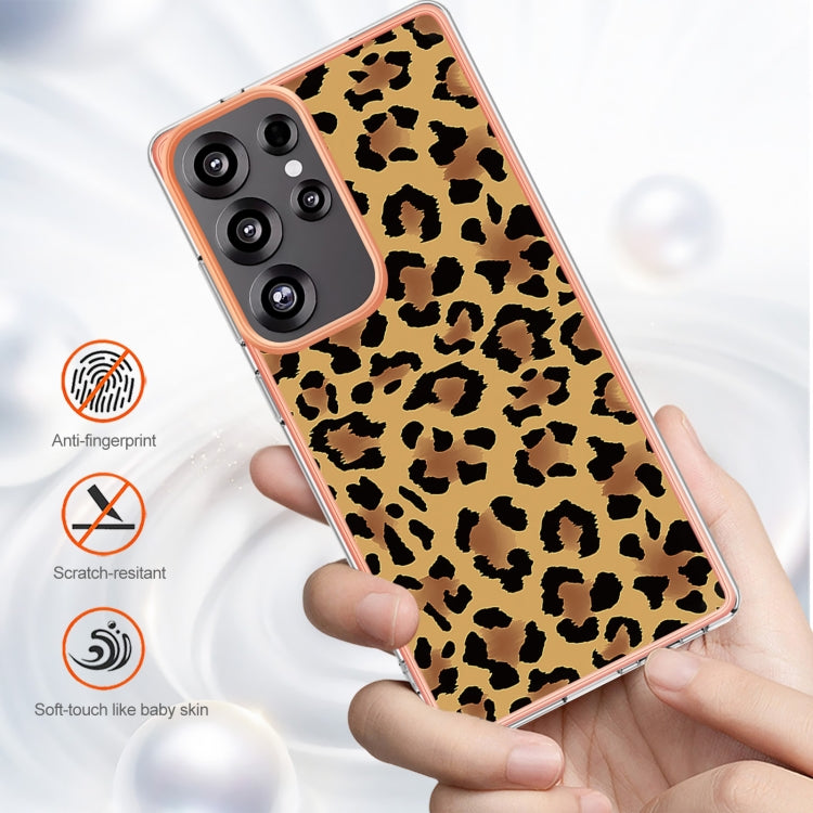 For Samsung Galaxy S25 Ultra 5G Electroplating Marble Dual-side IMD Phone Case(Leopard Print) - Galaxy S25 Ultra 5G Cases by buy2fix | Online Shopping UK | buy2fix