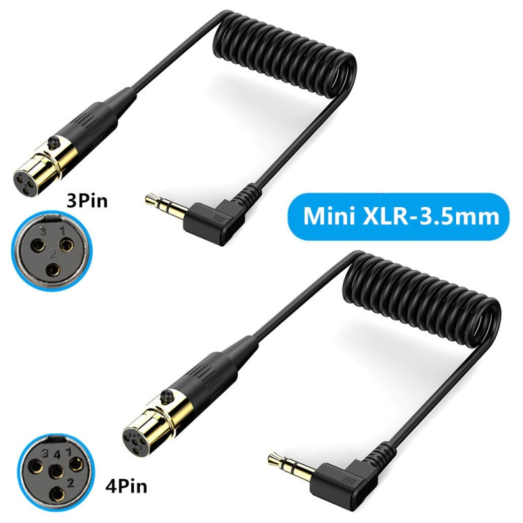 Mini 4 Pin XLR Female to 3.5mm TRS PC Camera Microphone Coiled Stereo Audio Adapter Cable, Length: 0.5m(Black) - Microphone Audio Cable & Connector by buy2fix | Online Shopping UK | buy2fix