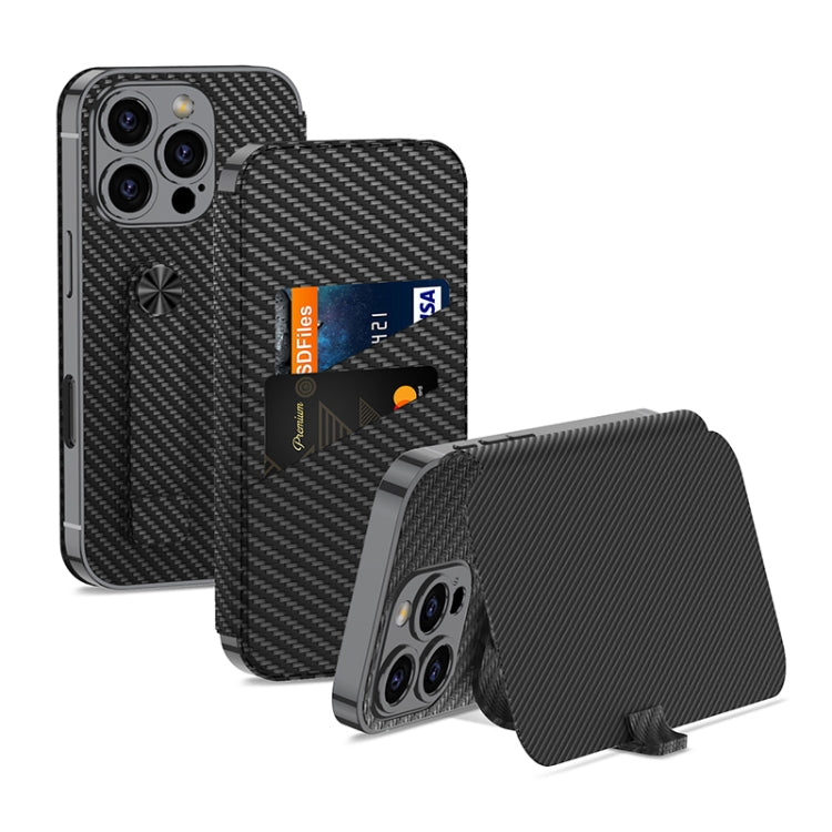 For iPhone 16 Pro GKK Plating Phantom Flip Leather MagSafe Phone Case(Carbon Fiber) - iPhone 16 Pro Cases by GKK | Online Shopping UK | buy2fix