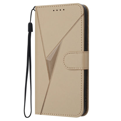 For Samsung Galaxy S25 5G Triangle Pattern Buckle Clasp Leather Phone Case(Gold) - Galaxy S25 5G Cases by buy2fix | Online Shopping UK | buy2fix