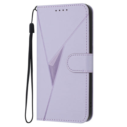 For Samsung Galaxy S25 Ultra 5G Triangle Pattern Buckle Clasp Leather Phone Case(Light Purple) - Galaxy S25 Ultra 5G Cases by buy2fix | Online Shopping UK | buy2fix