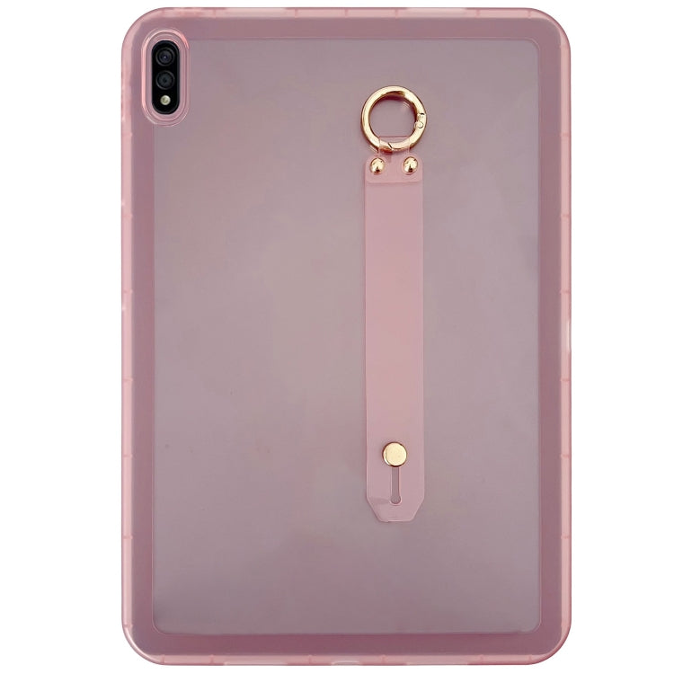 For Samsung Galaxy Tab S9 / S8 / S7 Wristband Holder PC Hybrid TPU Soft Tablet Case(Pink) - Galaxy Tab S9 Cases by buy2fix | Online Shopping UK | buy2fix