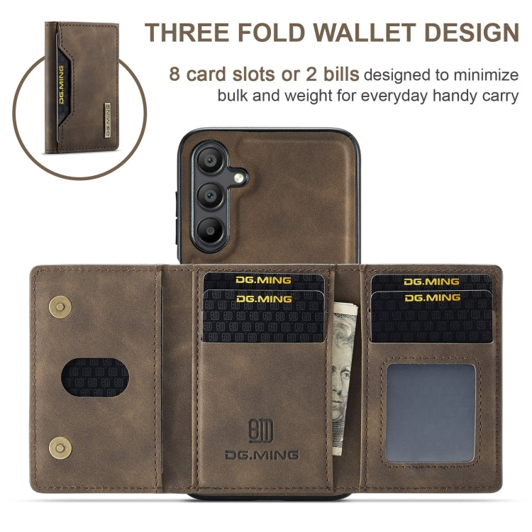 For Samsung Galaxy A16 5G DG.MING M2 Series 3-Fold Multi Card Bag + Magnetic Phone Case(Coffee) - Galaxy Phone Cases by DG.MING | Online Shopping UK | buy2fix