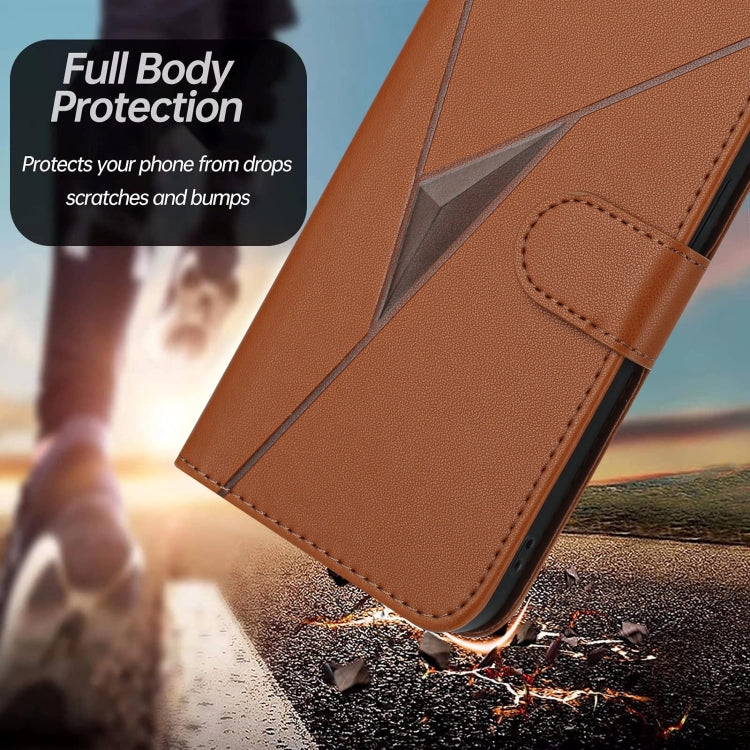 For OnePlus 11 Triangle Pattern Buckle Clasp Leather Phone Case(Brown) - OnePlus Cases by buy2fix | Online Shopping UK | buy2fix