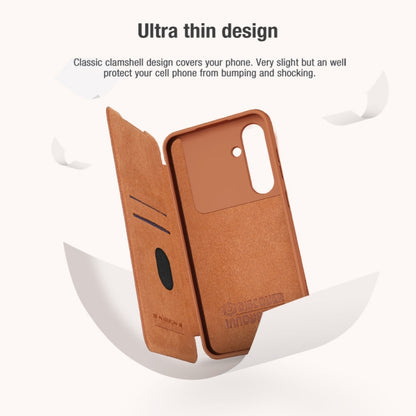 For Samsung Galaxy S24 FE 5G NILLKIN QIN Series Pro Sliding Camera Cover Design Leather Phone Case(Brown) - Galaxy S24 FE 5G Cases by NILLKIN | Online Shopping UK | buy2fix