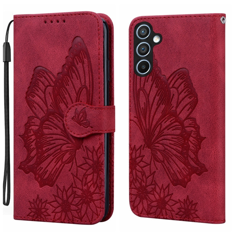 For Samsung Galaxy S25 5G Retro Skin Feel Butterflies Embossing Horizontal Flip Leather Phone Case(Red) - Galaxy S25 5G Cases by buy2fix | Online Shopping UK | buy2fix