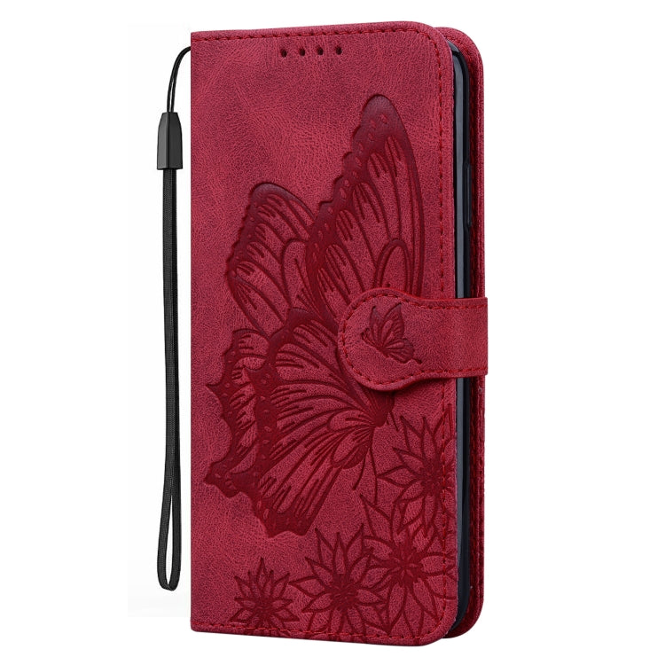 For Samsung Galaxy S25 5G Retro Skin Feel Butterflies Embossing Horizontal Flip Leather Phone Case(Red) - Galaxy S25 5G Cases by buy2fix | Online Shopping UK | buy2fix