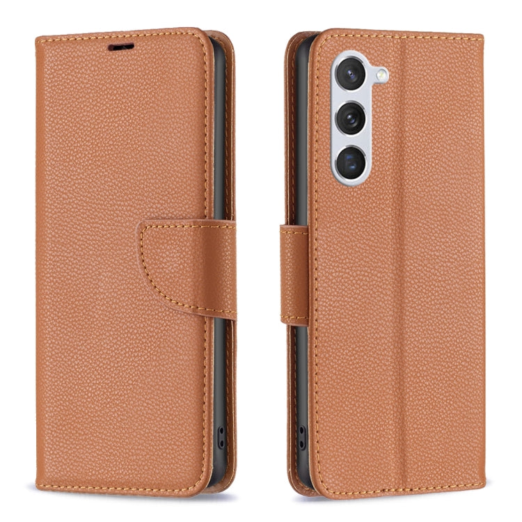 For Samsung Galaxy S25 5G Litchi Texture Pure Color Flip Leather Phone Case(Brown) - Galaxy S25 5G Cases by buy2fix | Online Shopping UK | buy2fix