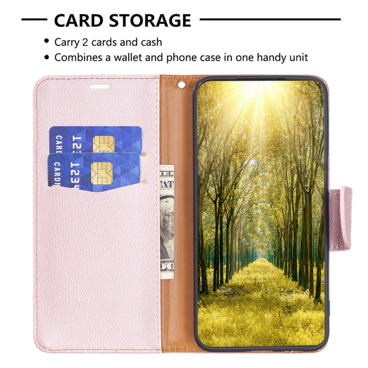 For Samsung Galaxy S25 5G Litchi Texture Pure Color Flip Leather Phone Case(Rose Gold) - Galaxy S25 5G Cases by buy2fix | Online Shopping UK | buy2fix