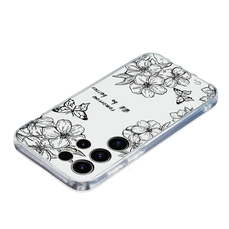 For Samsung Galaxy S25 Ultra 5G Colorful Painting Pattern TPU Phone Case(Butterfly Flower) - Galaxy S25 Ultra 5G Cases by buy2fix | Online Shopping UK | buy2fix