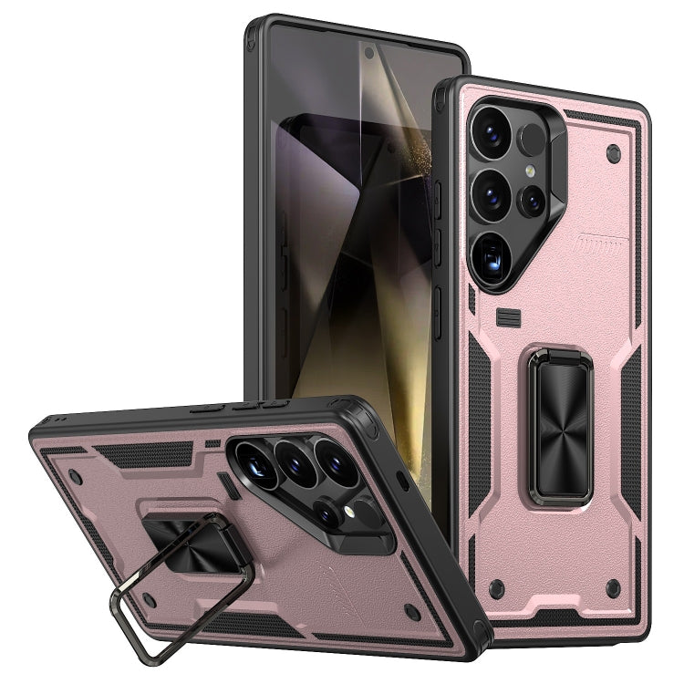 For Samsung Galaxy S25 Ultra 5G Ring Holder PC Hybrid TPU Phone Case(Rose Gold) - Galaxy S25 Ultra 5G Cases by buy2fix | Online Shopping UK | buy2fix