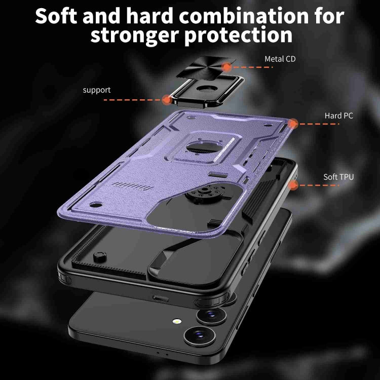 For Samsung Galaxy S25 Ultra 5G Ring Holder PC Hybrid TPU Phone Case(Purple) - Galaxy S25 Ultra 5G Cases by buy2fix | Online Shopping UK | buy2fix