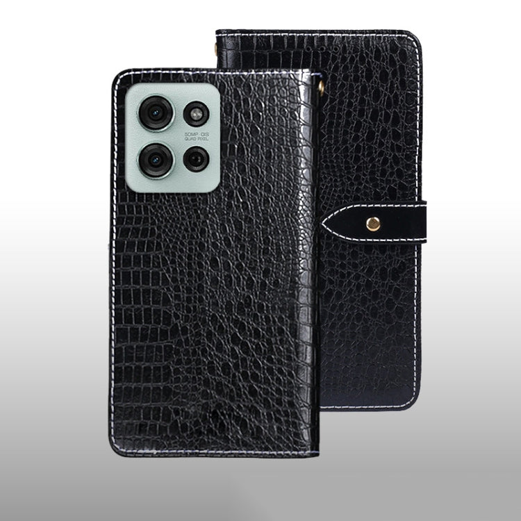 For Motorola Moto G75 5G idewei Crocodile Texture Leather Phone Case(Black) - Motorola Cases by idewei | Online Shopping UK | buy2fix