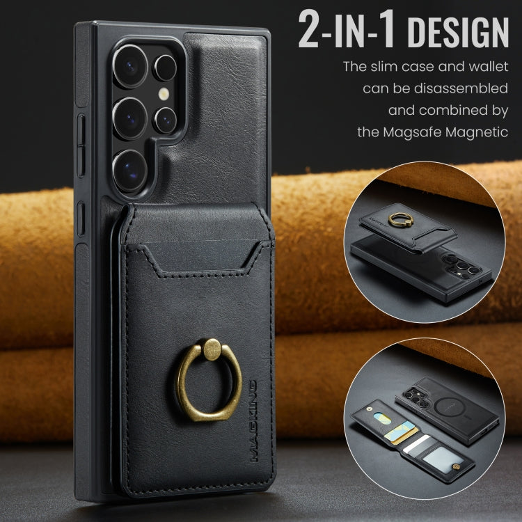 For Samsung Galaxy S23 Ultra 5G DG.MING K1 MagSafe Detachable Wallet RFID Back Cover Phone Case(Black) - Galaxy S23 Ultra 5G Cases by DG.MING | Online Shopping UK | buy2fix