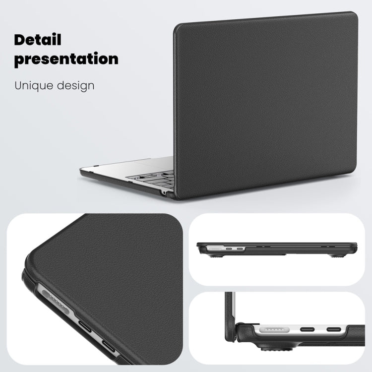 For MacBook Air 15.3 inch A3114 / A2941 Business Magnetic Holder PC + PU Laptop Protective Case(Black) - MacBook Air Cases by buy2fix | Online Shopping UK | buy2fix