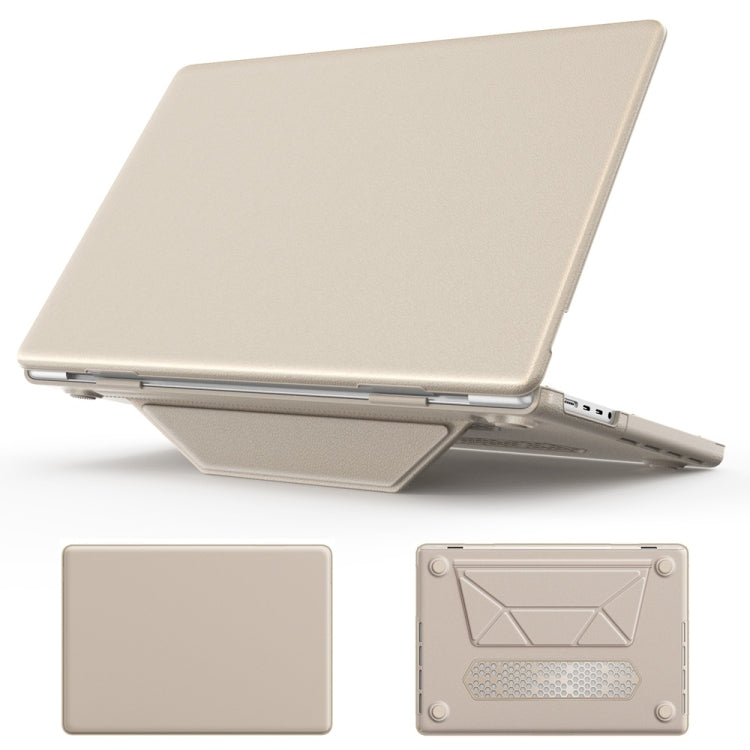 For MacBook Pro 16.2 inch A2991 / A2485 Business Magnetic Holder PC + PU Laptop Protective Case(Gold) - MacBook Pro Cases by buy2fix | Online Shopping UK | buy2fix