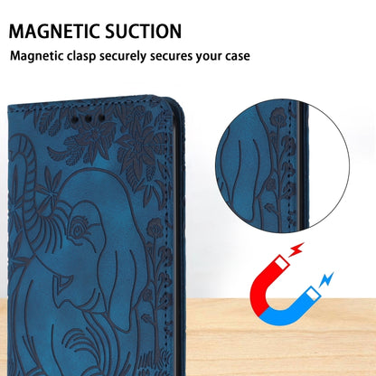 For Samsung Galaxy S25+ 5G Retro Elephant Embossed Leather Phone Case(Blue) - Galaxy S25+ 5G Cases by buy2fix | Online Shopping UK | buy2fix