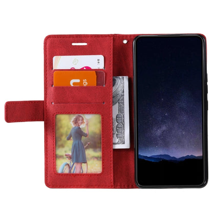 For Samsung Galaxy S25 Ultra 5G Skin Feel Splicing Leather Phone Case(Red) - Galaxy S25 Ultra 5G Cases by buy2fix | Online Shopping UK | buy2fix