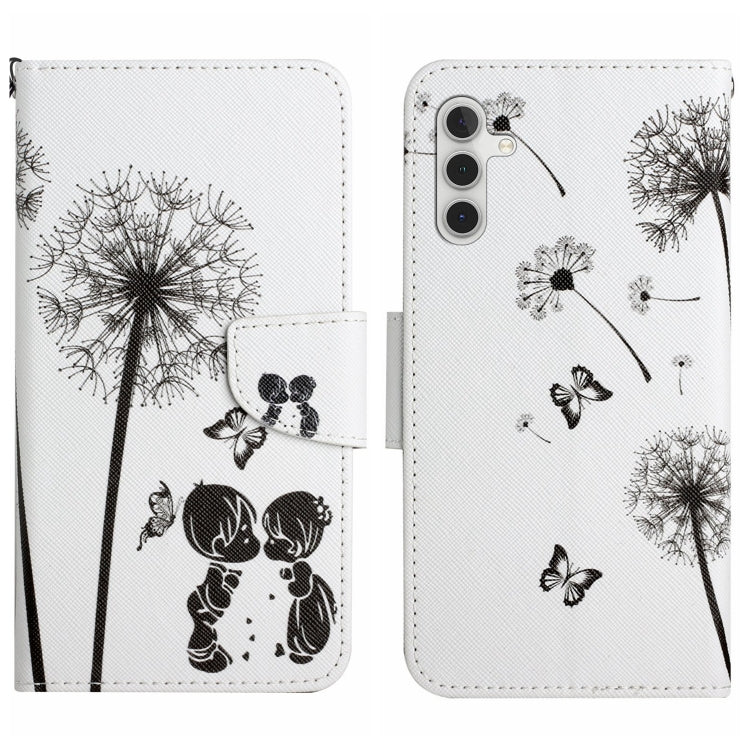 For Samsung Galaxy S25 5G Colored Drawing Pattern Leather Phone Case(Dandelion) - Galaxy S25 5G Cases by buy2fix | Online Shopping UK | buy2fix