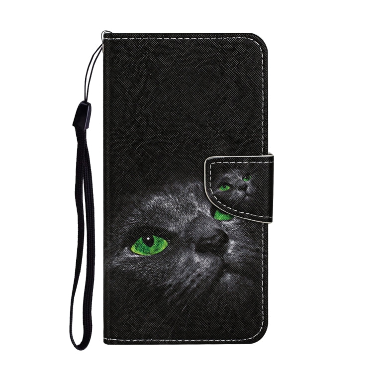 For Samsung Galaxy S25+ 5G Colored Drawing Pattern Leather Phone Case(Black Cat) - Galaxy S25+ 5G Cases by buy2fix | Online Shopping UK | buy2fix