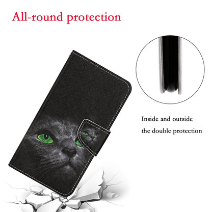 For Samsung Galaxy S25+ 5G Colored Drawing Pattern Leather Phone Case(Black Cat) - Galaxy S25+ 5G Cases by buy2fix | Online Shopping UK | buy2fix