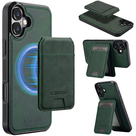 For iPhone 16 LC.IMEEKE L3 Series Detachable RFID Card Bag Magsafe Phone Case(Green) - iPhone 16 Cases by LC.IMEEKE | Online Shopping UK | buy2fix