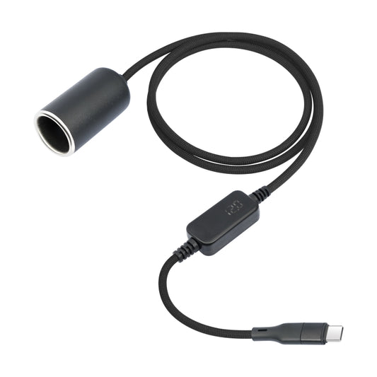 Type-C 5V to 12V Car Cigarette Lighter Socket Boost Cable with Voltage Display, Length:1m(Black) - Cigar Socket by buy2fix | Online Shopping UK | buy2fix