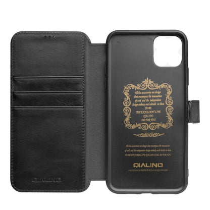 For iPhone 11 Pro QIALINO Business Magnetic Buckle Horizontal Flip Leather Case with Card Slots(Black) - iPhone 11 Pro Cases by QIALINO | Online Shopping UK | buy2fix