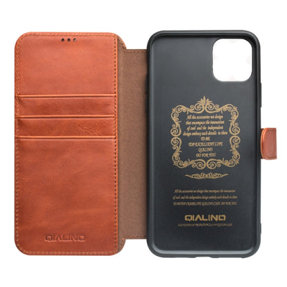 For iPhone 11 Pro QIALINO Business Magnetic Buckle Horizontal Flip Leather Case with Card Slots(Light Brown) - iPhone 11 Pro Cases by QIALINO | Online Shopping UK | buy2fix