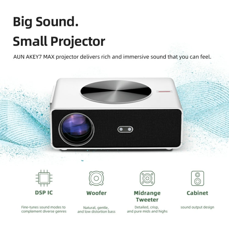 AUN AKEY7 MAX 1920x1080P HD Android LCD Projector UK Plug(White) - LED Projector by AUN | Online Shopping UK | buy2fix