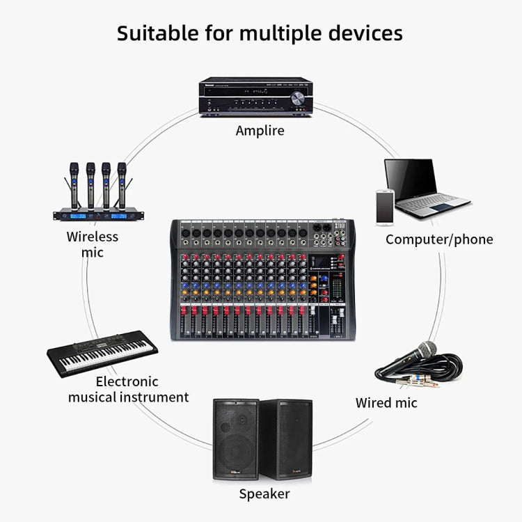 XTUGA CT120X 12-Channels Audio Mixer DJ Mixing Console with 48V Power Supply(AU Plug) - Live Sound Effects Processors by XTUGA | Online Shopping UK | buy2fix