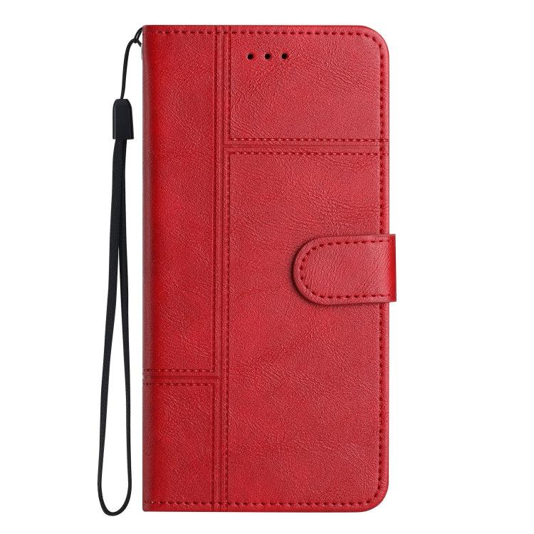 For OnePlus 13 Cowhide Texture Stitching Leather Phone Case(Red) - OnePlus Cases by buy2fix | Online Shopping UK | buy2fix