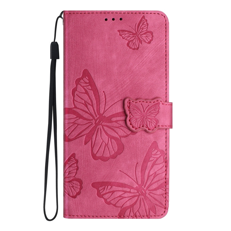 For OnePlus 13 Skin-feel Embossed Butterfly Leather Phone Case(Rose Red) - OnePlus Cases by buy2fix | Online Shopping UK | buy2fix