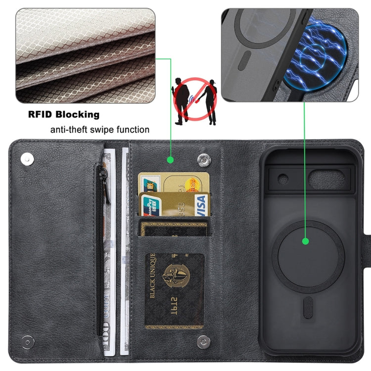 For Google Pixel 8a ViLi GVB Series MagSafe Magnetic RFID Leather Phone Case(Black) - Google Cases by ViLi | Online Shopping UK | buy2fix