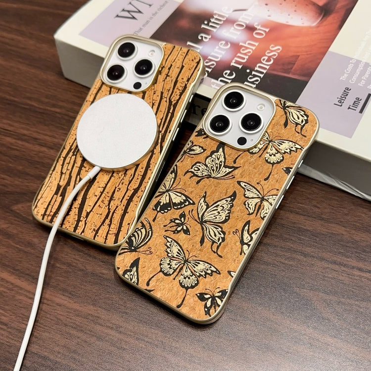 For iPhone 16 Denior A18 WoodenPaint MagSafe Phone Case(Butterflies) - iPhone 16 Cases by Denior | Online Shopping UK | buy2fix