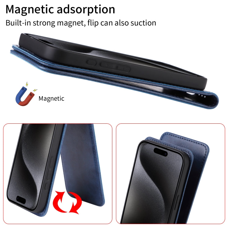 For OnePlus 13 Magnetic Vertical Flip Leather Phone Case(Blue) - OnePlus Cases by buy2fix | Online Shopping UK | buy2fix