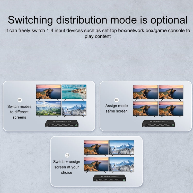 Measy MT4322 4K 30Hz 2 In 2 Out HDMI Matrix Switch Support Seamless Switching, US Plug(Black) - Switch by Measy | Online Shopping UK | buy2fix