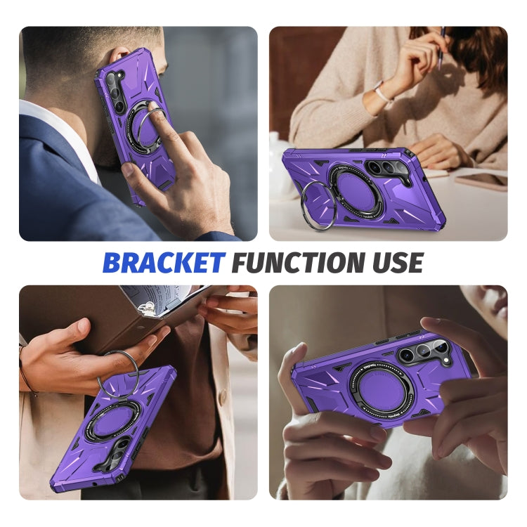 For Samsung Galaxy S25 5G MagSafe Magnetic Shockproof Phone Case with Ring Holder(Purple) - Galaxy S25 5G Cases by buy2fix | Online Shopping UK | buy2fix