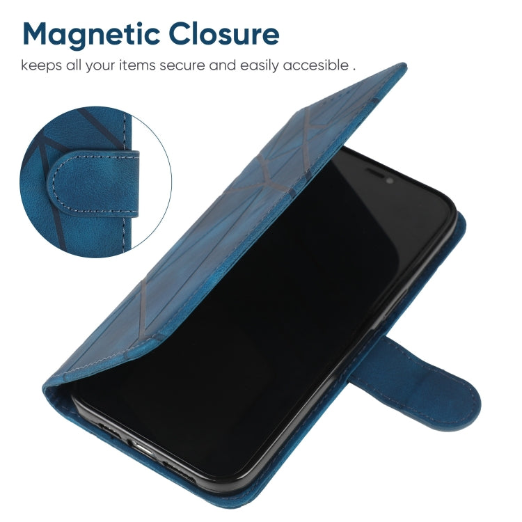 For Samsung Galaxy S25 Ultra 5G Skin Feel Geometric Lines Leather Phone Case(Blue) - Galaxy S25 Ultra 5G Cases by buy2fix | Online Shopping UK | buy2fix