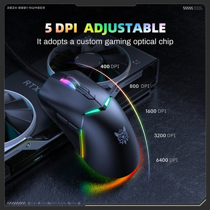 ONIKUMA CW929 RGB 6400DPI Wired Mouse(Black) - Wired Mice by ONIKUMA | Online Shopping UK | buy2fix