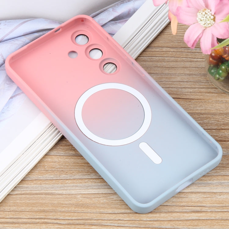 For Samsung Galaxy S25 5G Liquid TPU Silicone Gradient MagSafe Phone Case(Pink Blue) - Galaxy S25 5G Cases by buy2fix | Online Shopping UK | buy2fix