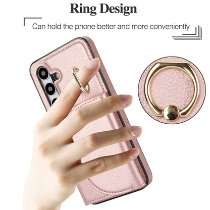 For Samsung Galaxy S25+ 5G Ring Holder Card Bag Skin Feel Phone Case(Rose Gold) - Galaxy S25+ 5G Cases by buy2fix | Online Shopping UK | buy2fix